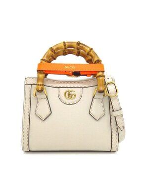 Gucci Shoulder Bag Diana Small Tote Ivory Leather Gold